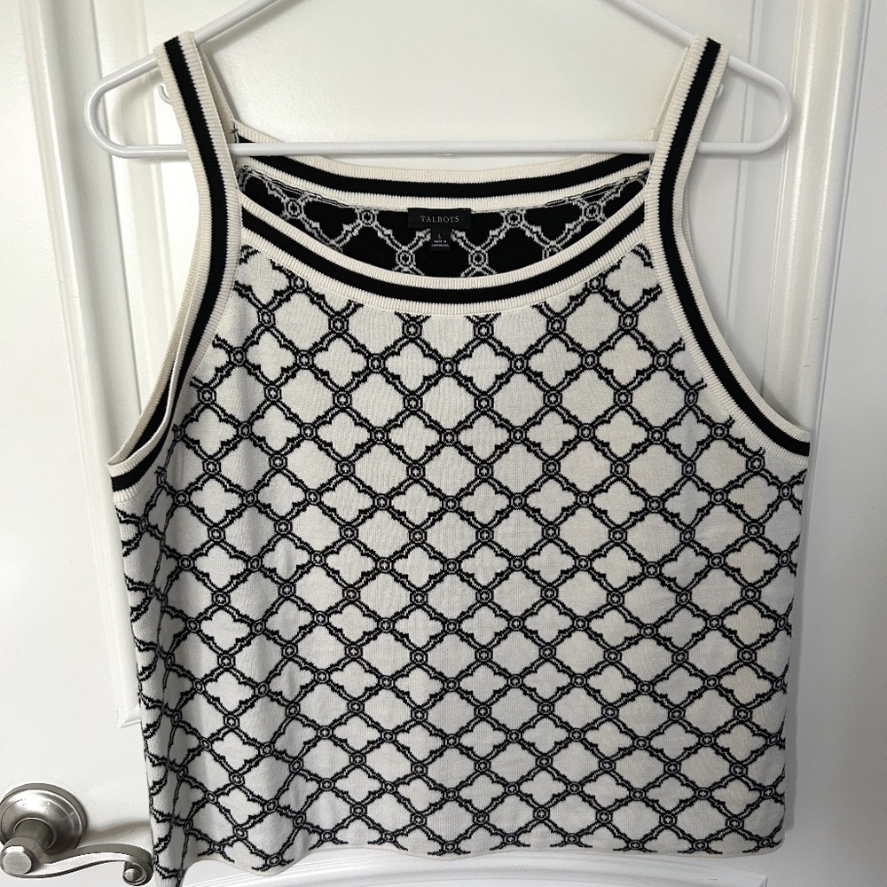 Talbots Lattice Jacquard Tipped Halter Top